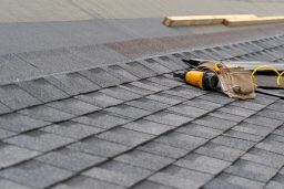 New roof under construction by an Arlington roofing contractor. 